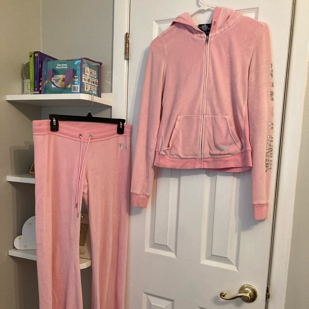 Victoria’s Secret PINK velour tracksuit light pink